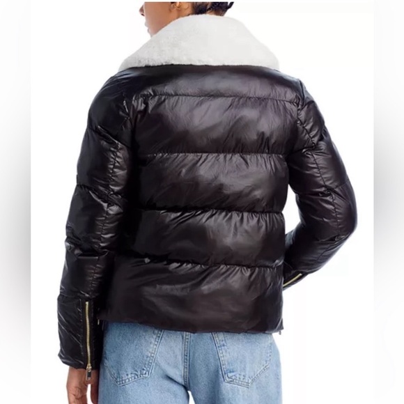 NWT GENERATION LOVE Avila faux fur combo puffer jacket vegan leather moto coat - Picture 7 of 16